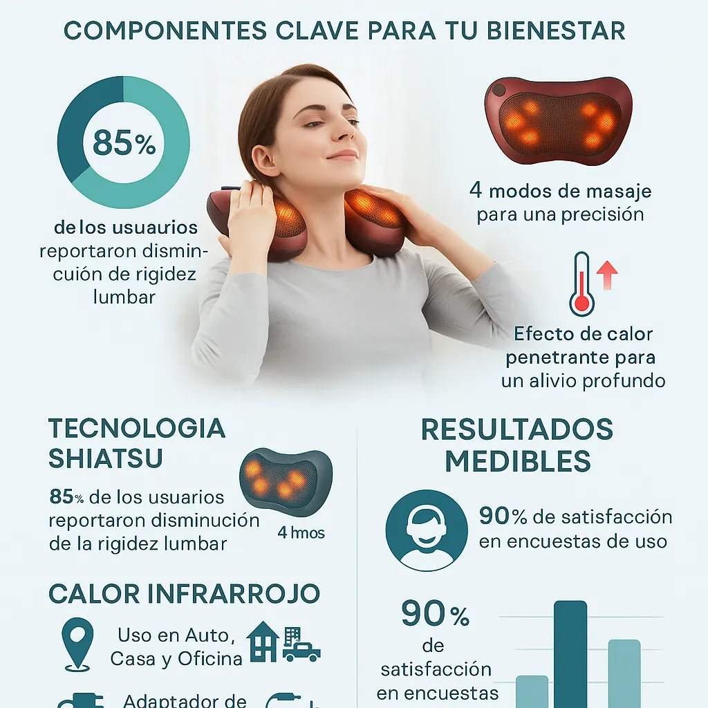 Masajeador de Cuello Eléctrico con Calor - Almohada Cervical Portátil - Tienda Online
